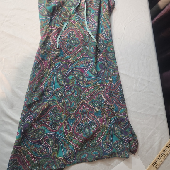 Pink Label Victoria's Secret Teal Paisley Chemise Slip Lingerie Dress Sm - Picture 12 of 15